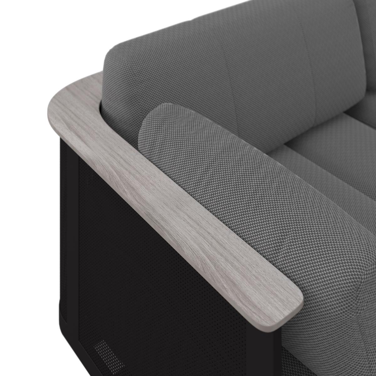 Loungegarnitur Mara Dunkelgrau Metall/Outdoorstoff +Abdeckung - Dunkelgrau/Schwarz, MODERN, Kunststoff/Textil (186/61/76,5cm) - Bessagi Garden