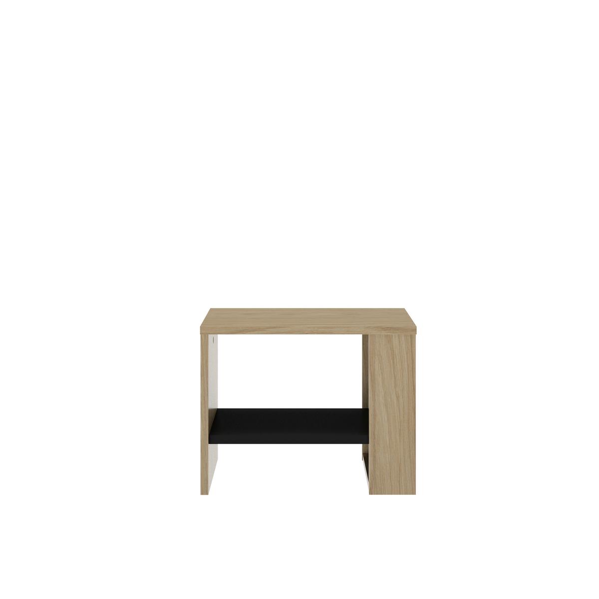 Nočna Omarica Nael, Barva Hrasta, Črna - črna/barve hrasta, Basics, leseni material (44/35/36cm)