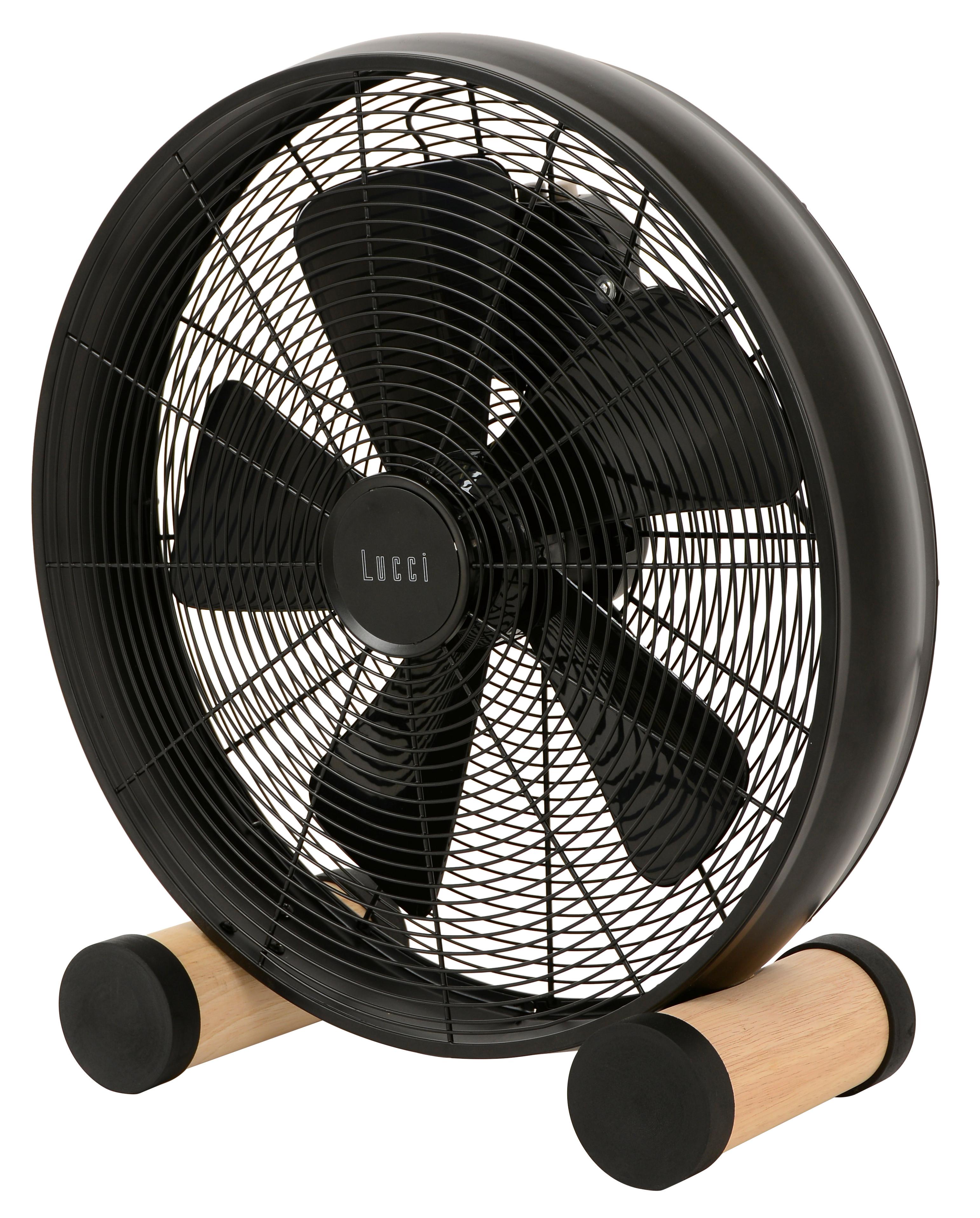 Bodenventilator Floor Fan BK Kieferfarben max. 50 Watt - Schwarz/Kieferfarben, Basics, Holz/Metall (47/46/19cm)
