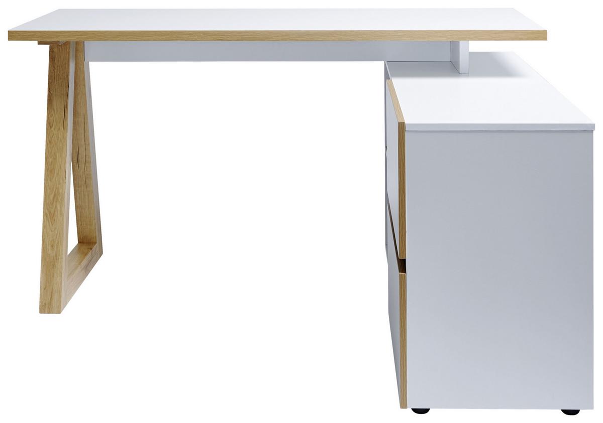 BIURKO NAROŻNE CLUB C 145 - kolor dębowy/biały, Design, materiał drewnopochodny (140/110/76cm)