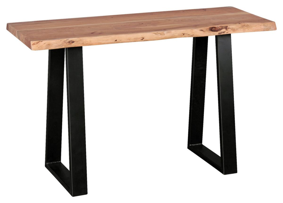 Konsolentisch "Gaya" ca. 120x45 cm, aus Akazie - Schwarz/Akaziefarben, Design, Holz/Metall (120/45/75cm) - MID.YOU