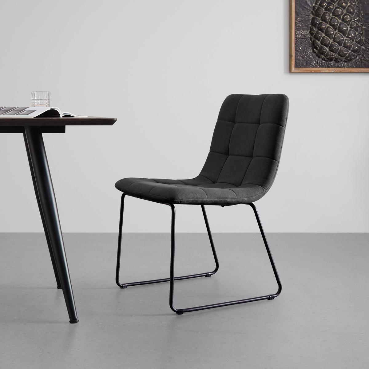 Stuhl Mia Dunkelgrau Webstoff Gepolstert - Dunkelgrau/Schwarz, MODERN, Holz/Textil (46/82/58cm) - Bessagi Home