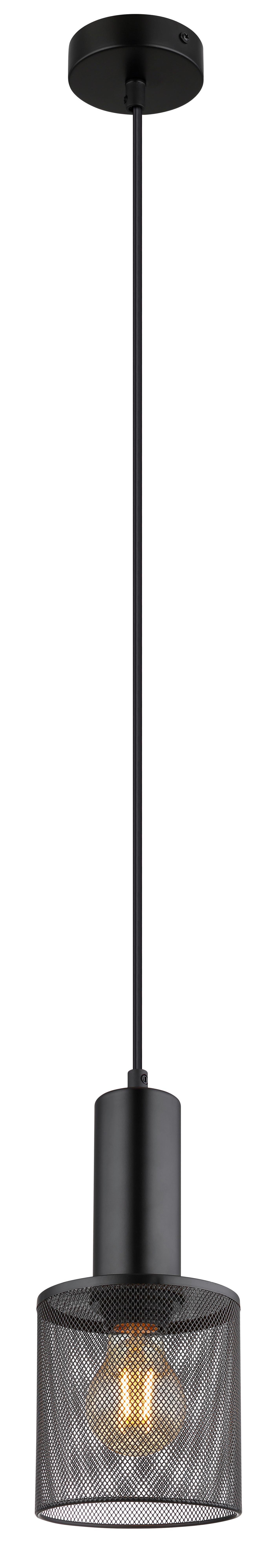 Hängeleuchte Jedd in Schwarz max. 60 Watt - Schwarz, Kunststoff/Metall (12/120cm) - Globo