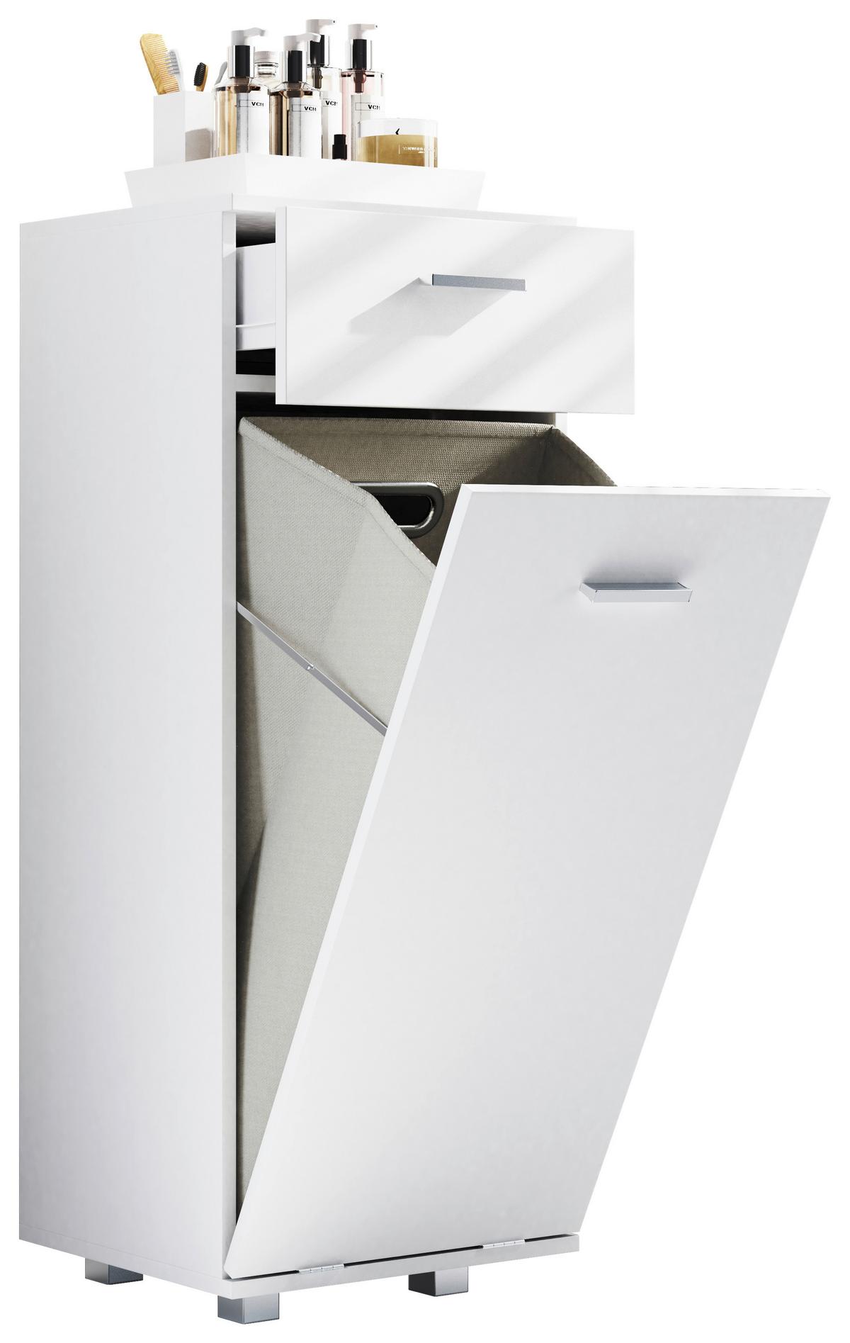Midischrank Zalo S ca. 40x101x35 cm Weiß - Silberfarben/Weiß, MODERN, Holzwerkstoff/Kunststoff (40/101/35cm) - MID.YOU