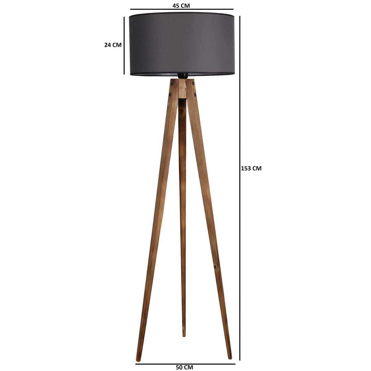 LAMPA STOJĄCA 3808007501 - szary/brązowy, Trend, tkanina/drewno (153/50/50cm)