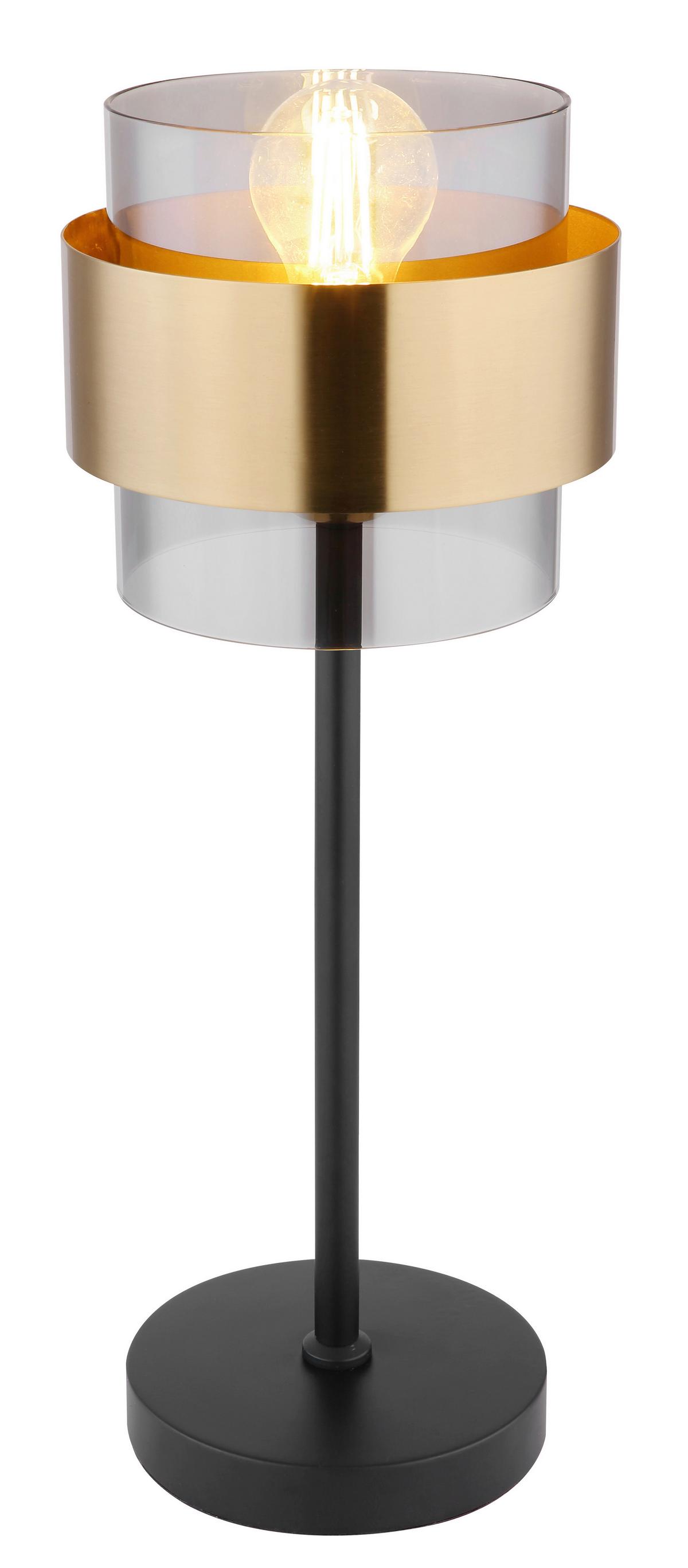 Tischleuchte Milley in Schwarz/Messing max. 60 Watt - Messingfarben/Schwarz, MODERN, Glas/Metall (18/47cm)