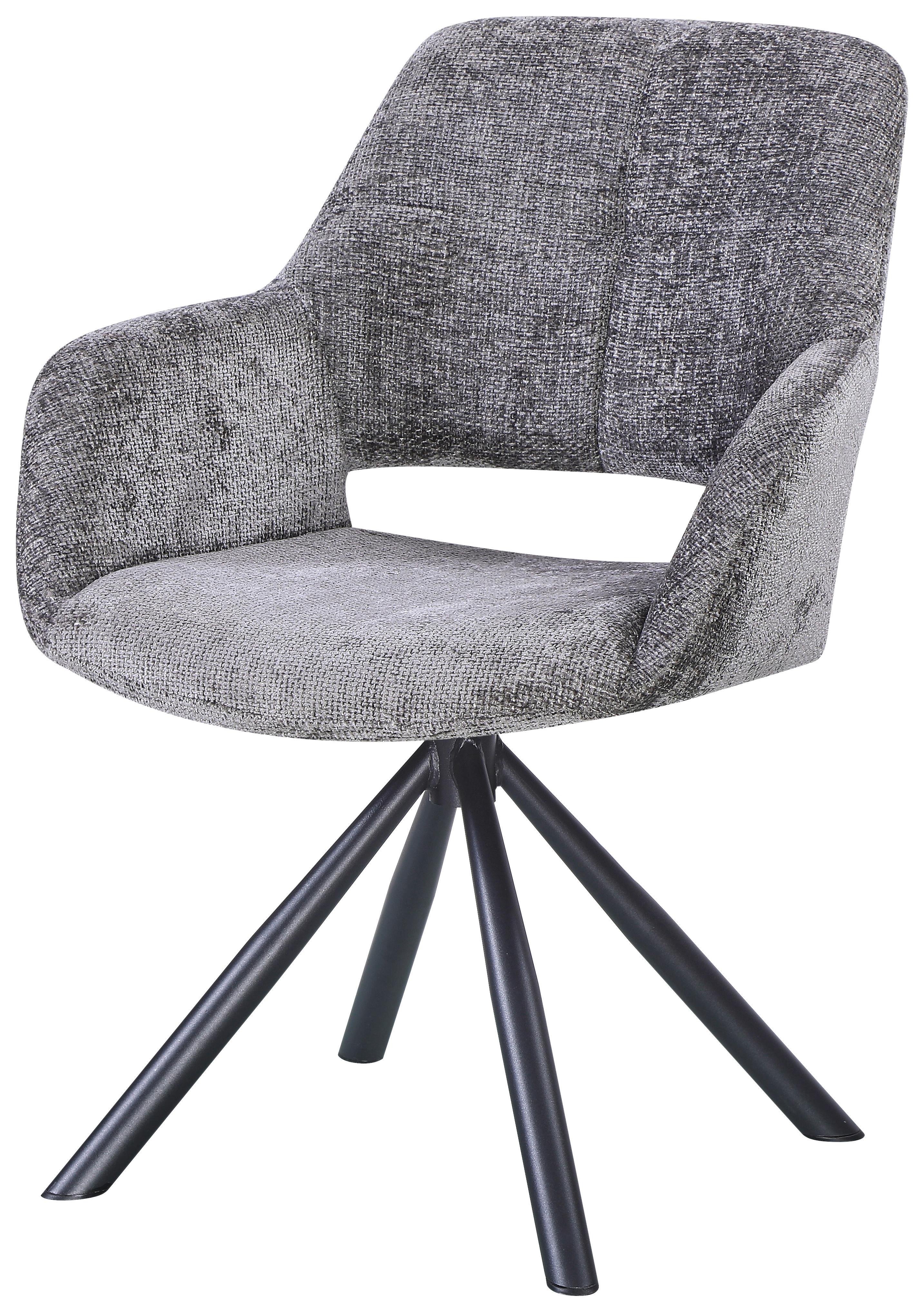 Naslanjač Bello, Siva - siva/črna, Moderno, kovina/tekstil (66/85/66cm) - Mömax