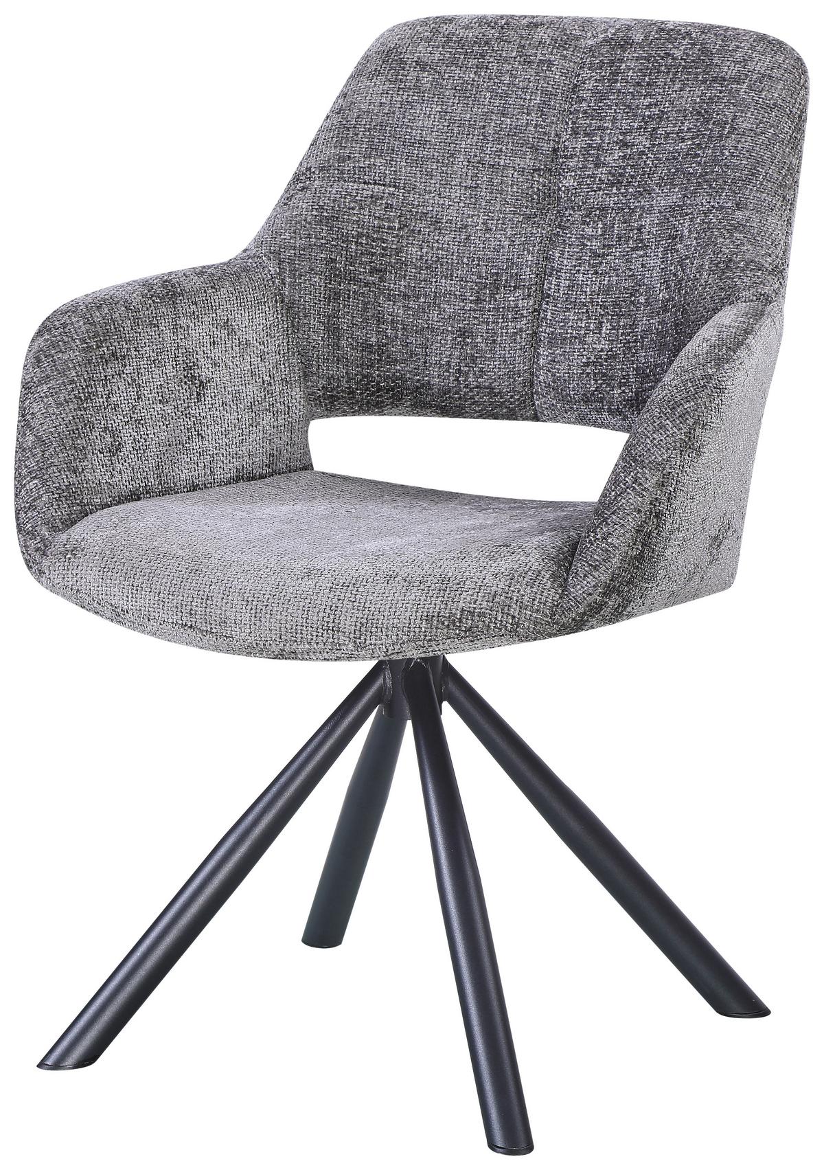 Naslanjač Bello, Siva - siva/črna, Moderno, kovina/tekstil (66/85/66cm) - Mömax