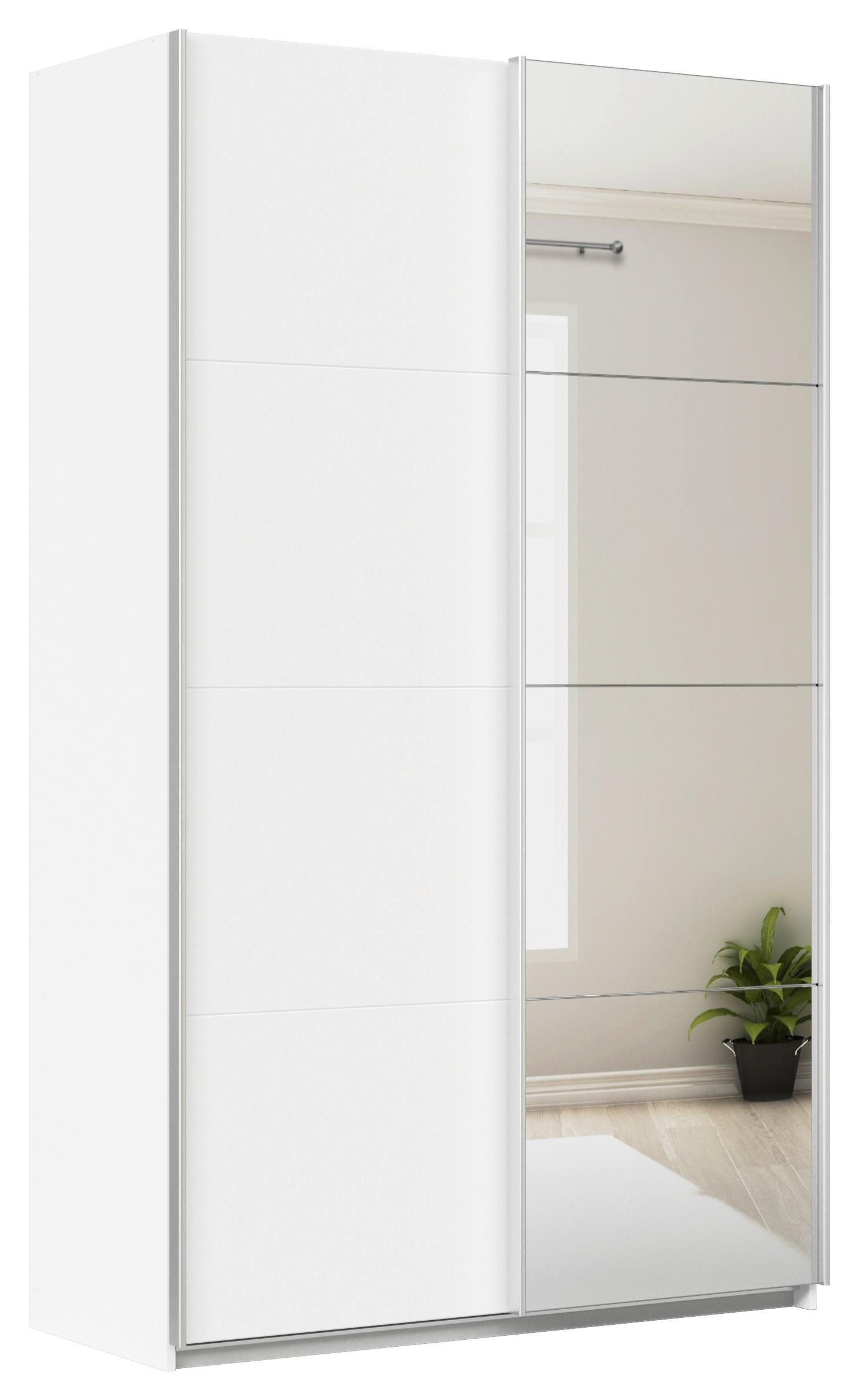 Ormar S Kliznim Vratima Feldkirch - bijela/srebrne boje, Moderno, drvni materijal/metal (136/229/62cm) - Modern Living