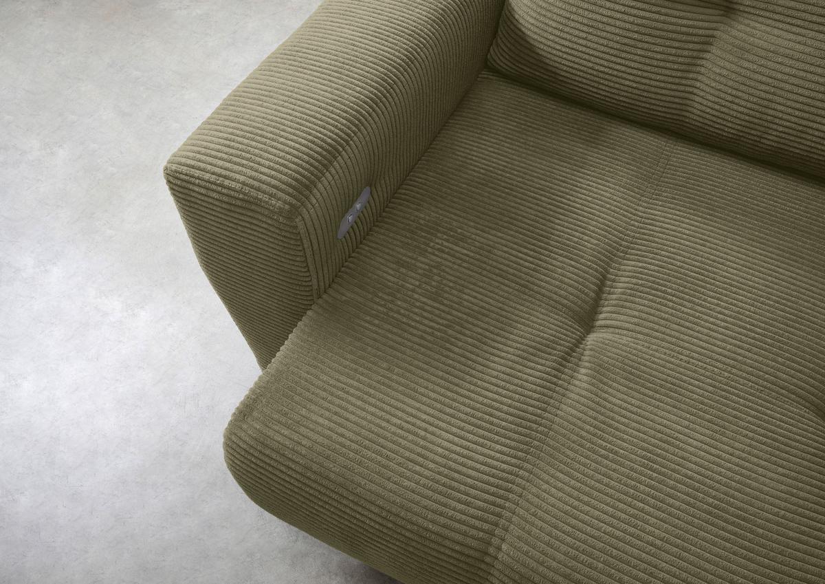 Wohnlandschaft Restato Olivgrün Cord - Schwarz/Olivgrün, MODERN, Holz/Textil (246/177cm) - MID.YOU