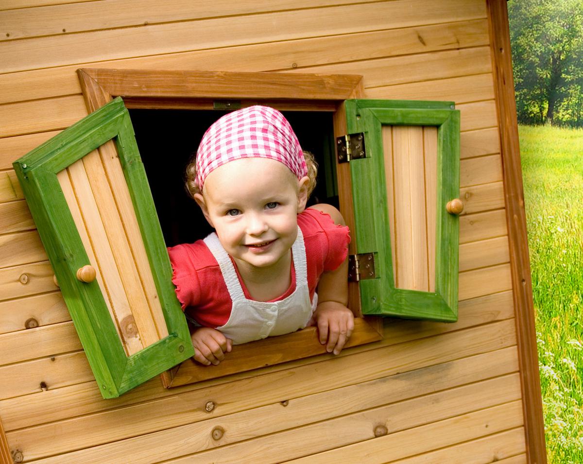 Spielhaus Axi Robin aus Zedernholz - Rot/Braun, Trend, Holz (262/203/157cm) - Ambia Garden