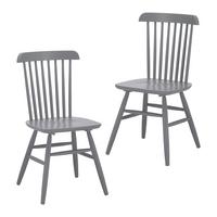 Stuhl-Set Pedro Grau lackiert Buche massiv - Grau, MODERN, Holz (48/89/52cm) - Bessagi Home