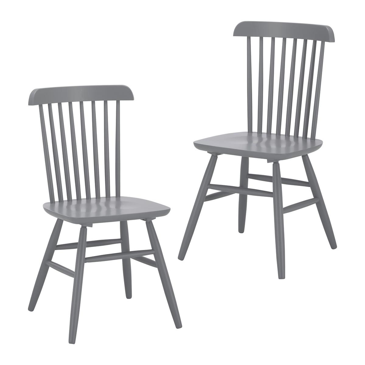 Stuhl-Set Pedro Grau lackiert Buche massiv - Grau, MODERN, Holz (48/89/52cm) - Bessagi Home