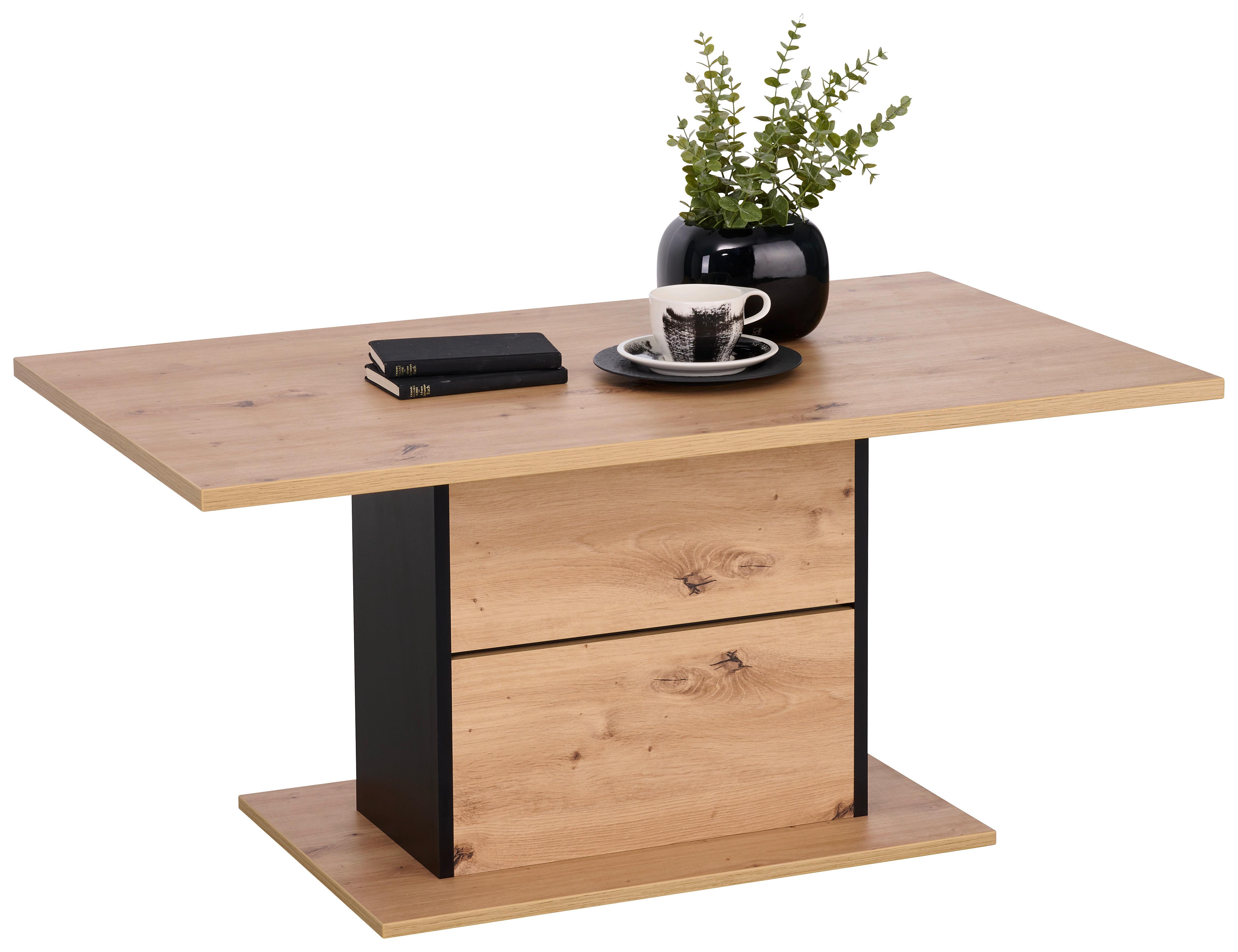 STOLIK KAWOWY EDRA   -HOM IN- - czarny/dąb artisan, Design, materiał drewnopochodny (110/65/50cm) - Hom`in