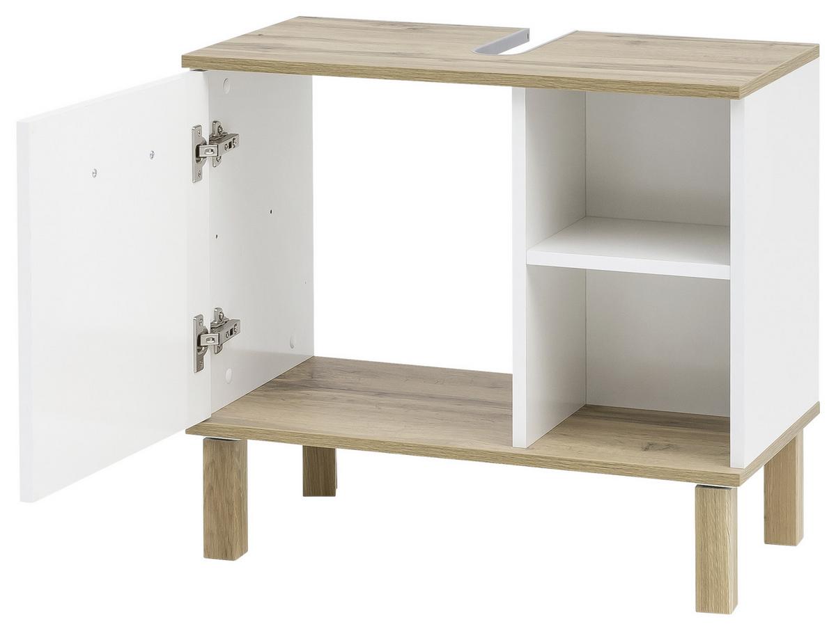 Waschbeckenunterschrank Padua Weiß - Eichefarben/Weiß, MODERN, Holz/Holzwerkstoff (65,2/60,1/35,0cm) - MID.YOU