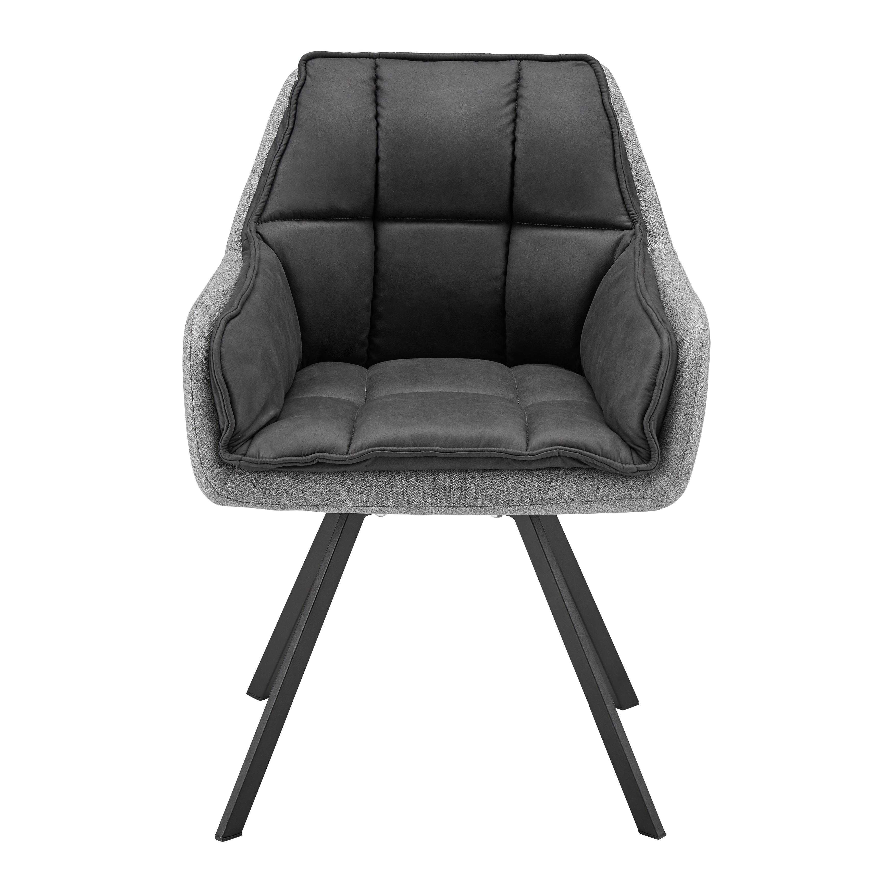 Armlehnstuhl "Billy" drehbar, grau - Dunkelgrau/Schwarz, MODERN, Textil/Metall (62/85/62cm) - Bessagi Home