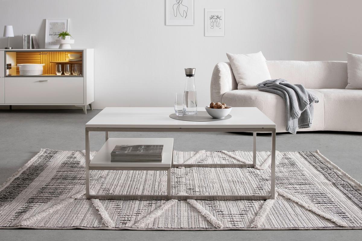 Couchtisch Studio 11 in Polarweiß - MODERN, Holzwerkstoff/Metall (110/43/70cm) - Premium Living