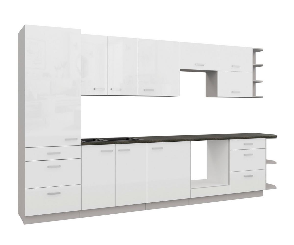 Blok Kuhinja Bianca - boja hroma/siva, Moderno, metal/pločasti materijal (350/214/60cm) - Modern Living