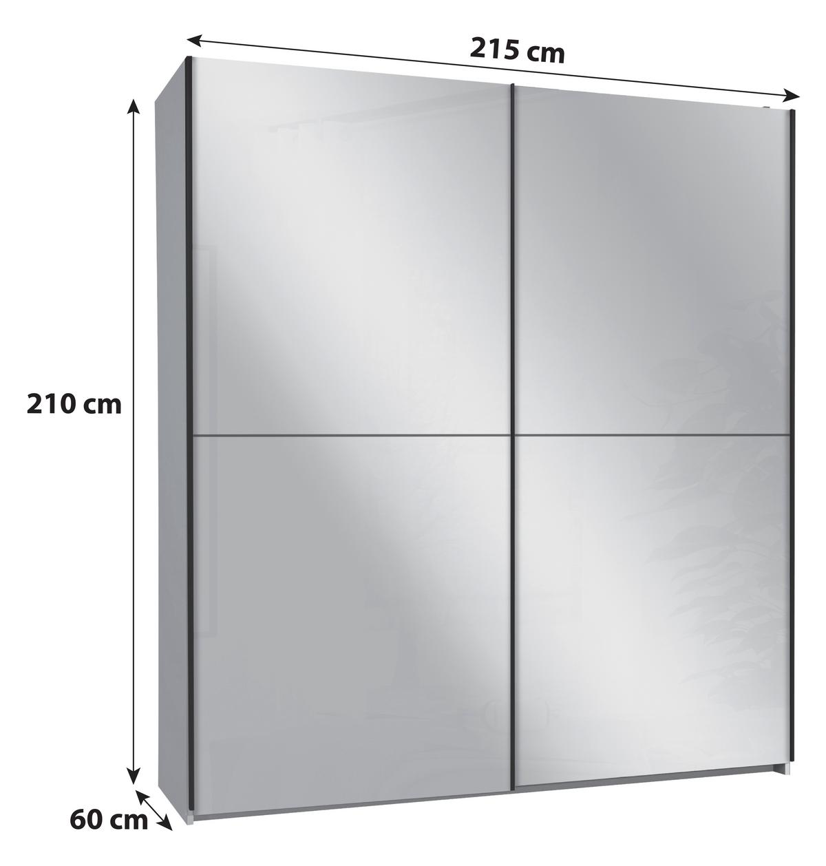 Dulap Cu Uși Culisante Noemi - alb, Trend, sticlă/material pe bază de lemn (215/210/60cm) - Modern Living