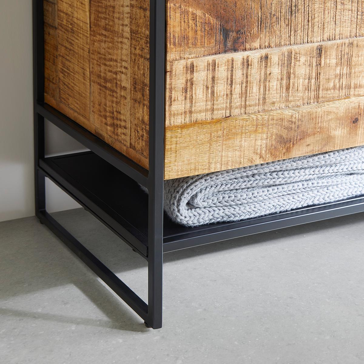 Lowboard Simple in Naturfarben/Schwarz - Schwarz/Naturfarben, LIFESTYLE, Holz/Metall (150/50/40cm) - Zandiara