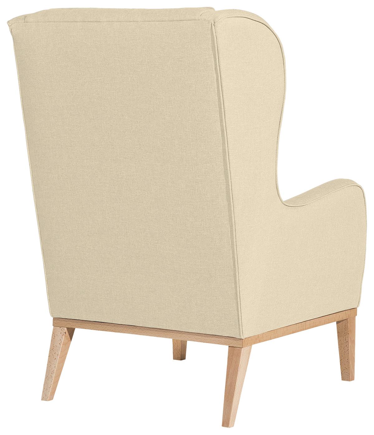 OHRENSESSEL ANGELO - Beige/Naturfarben, KONVENTIONELL, Holz/Textil (66/104/78cm) - Max Winzer