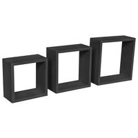 Falipolc 3 Részes Szett Fekete Simple - fekete, Modern, műanyag/faalapú anyag (30-27-24/30-27-24/12cm) - Best Price