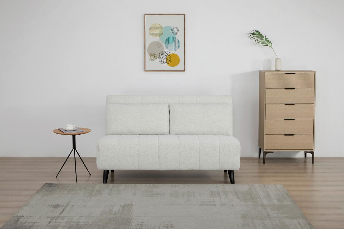 SOFA Z FUNKCJĄ SPANIA ALEKSA - biały/czarny, Design, drewno/tkanina (143/82/88cm) - Carryhome