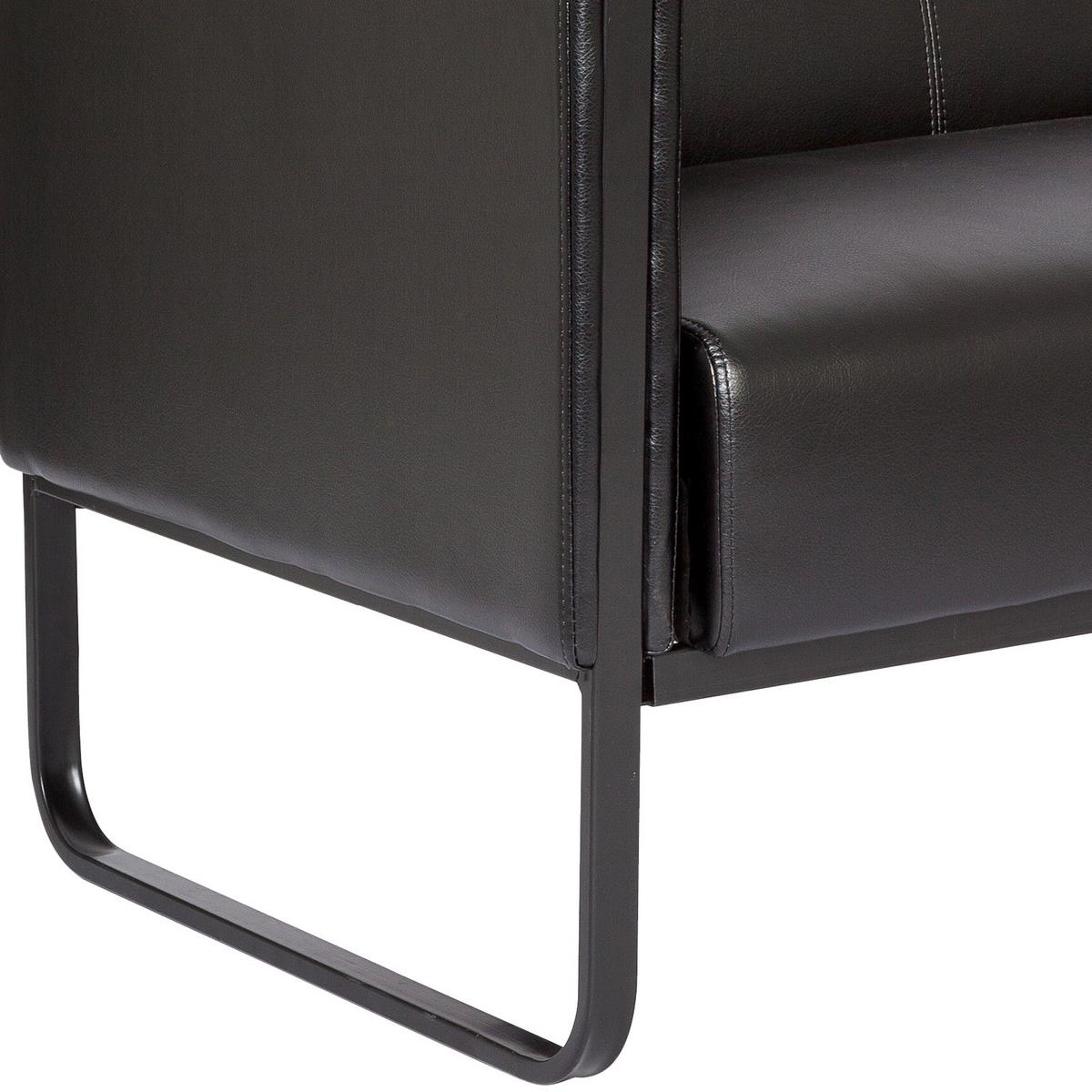 3-Sitzer-Sofa Bali Black Schwarz Lederlook - Schwarz, MODERN, Textil/Metall (159/78/71cm) - MID.YOU