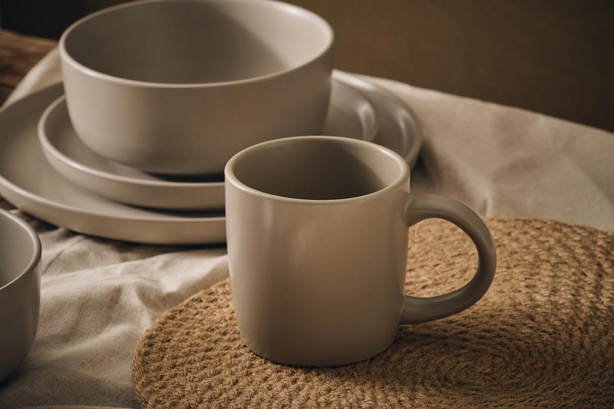 SERWIS OBIADOWO-ŚNIADANIOWY 21015 - taupe, Trend, ceramika - Novel