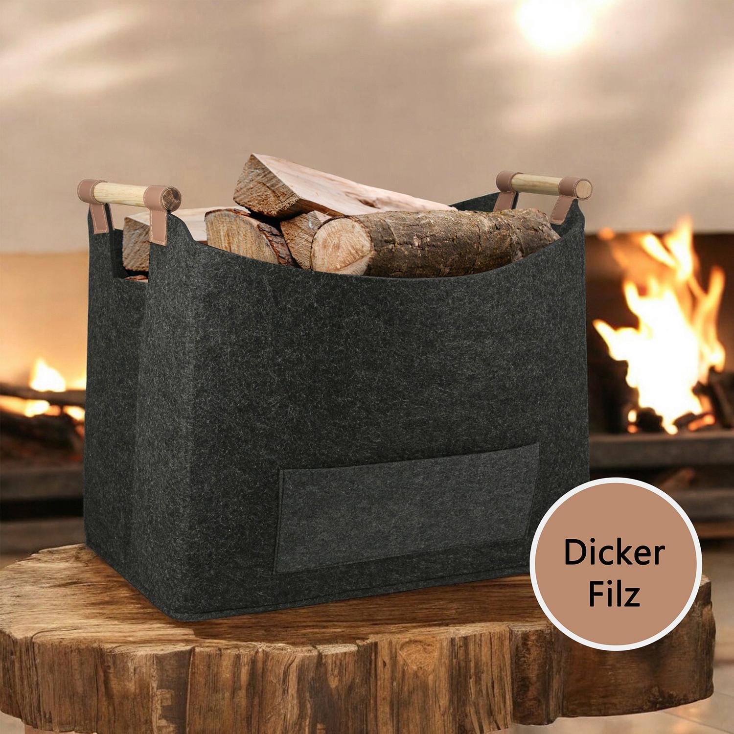 Kaminkorb Dunkelgrau - Dunkelgrau, Basics, Textil (45/40/32cm)