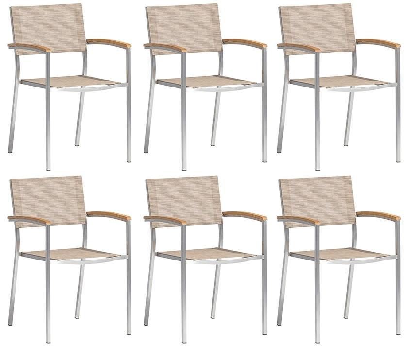 Gartensessel-Set Skye 6er-Set Beige/Teakfarben - Sandfarben/Beige, MODERN, Textil/Metall (57/89/56cm) - Acamp