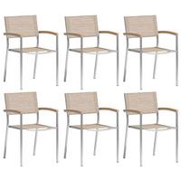Gartensessel-Set Skye 6er-Set Beige/Teakfarben - Sandfarben/Beige, MODERN, Textil/Metall (57/89/56cm) - Acamp