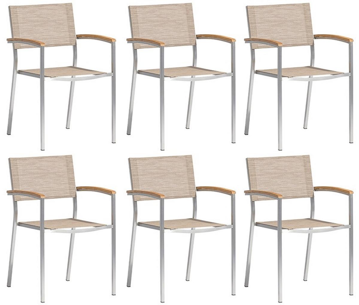 Gartensessel-Set Skye 6er-Set Beige/Teakfarben - Sandfarben/Beige, MODERN, Textil/Metall (57/89/56cm) - Acamp