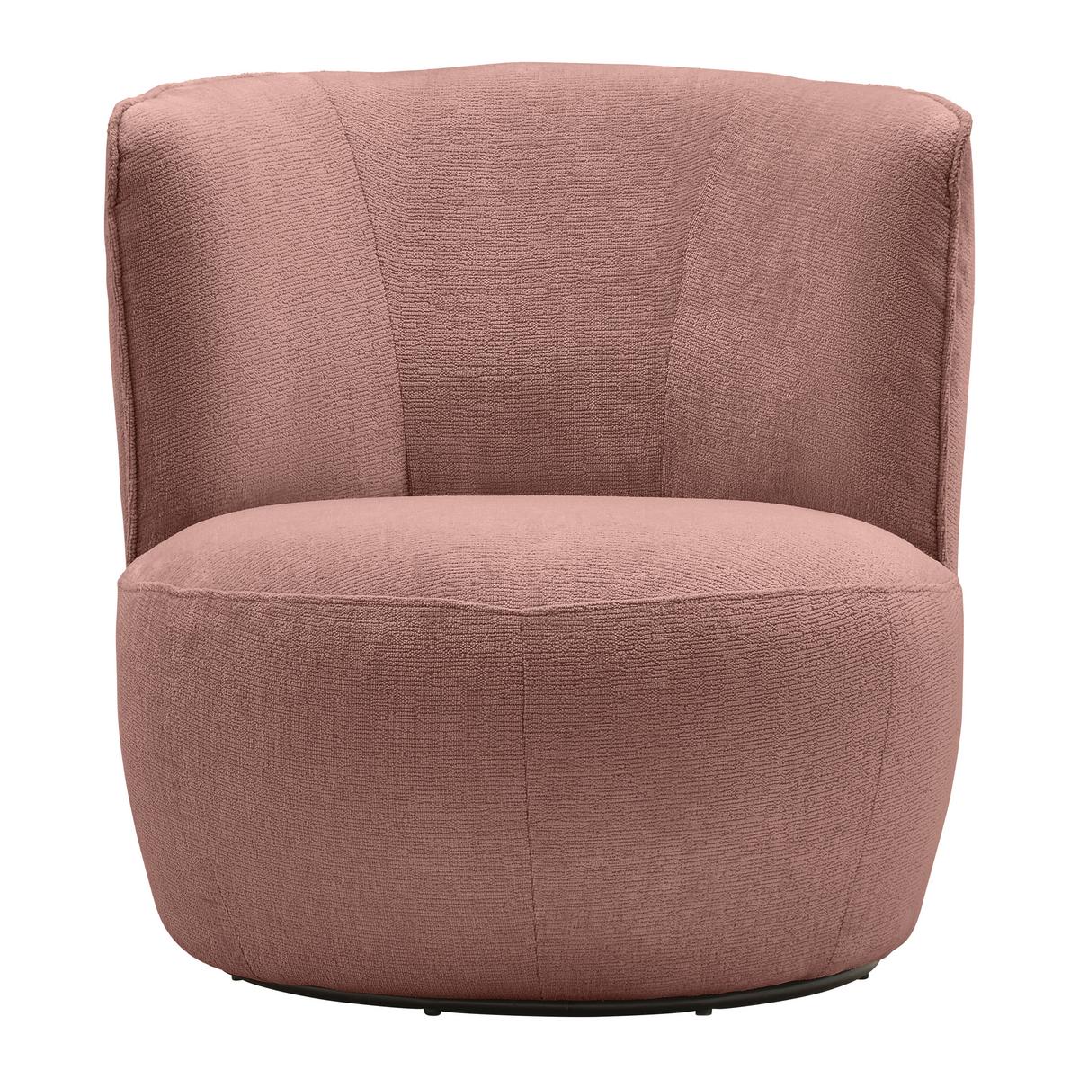 Sessel Jasima Rose drehbar - Schwarz/Rosa, MODERN, Textil/Metall (77/81/85cm) - Premium Living