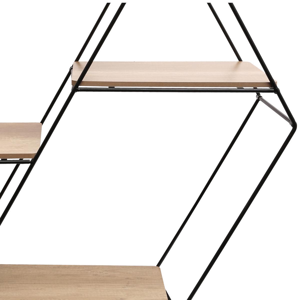 Etajeră Mailand 01 - culoare natur/negru, Modern, metal/material pe bază de lemn (75/85/30cm)
