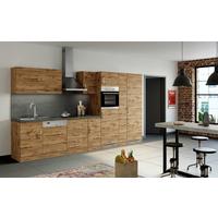 Küchenblock Sorrento mit Geräten ca. 360 cm Eichefarben - Chromfarben/Schieferfarben, MODERN, Holzwerkstoff/Metall (360cm) - Held