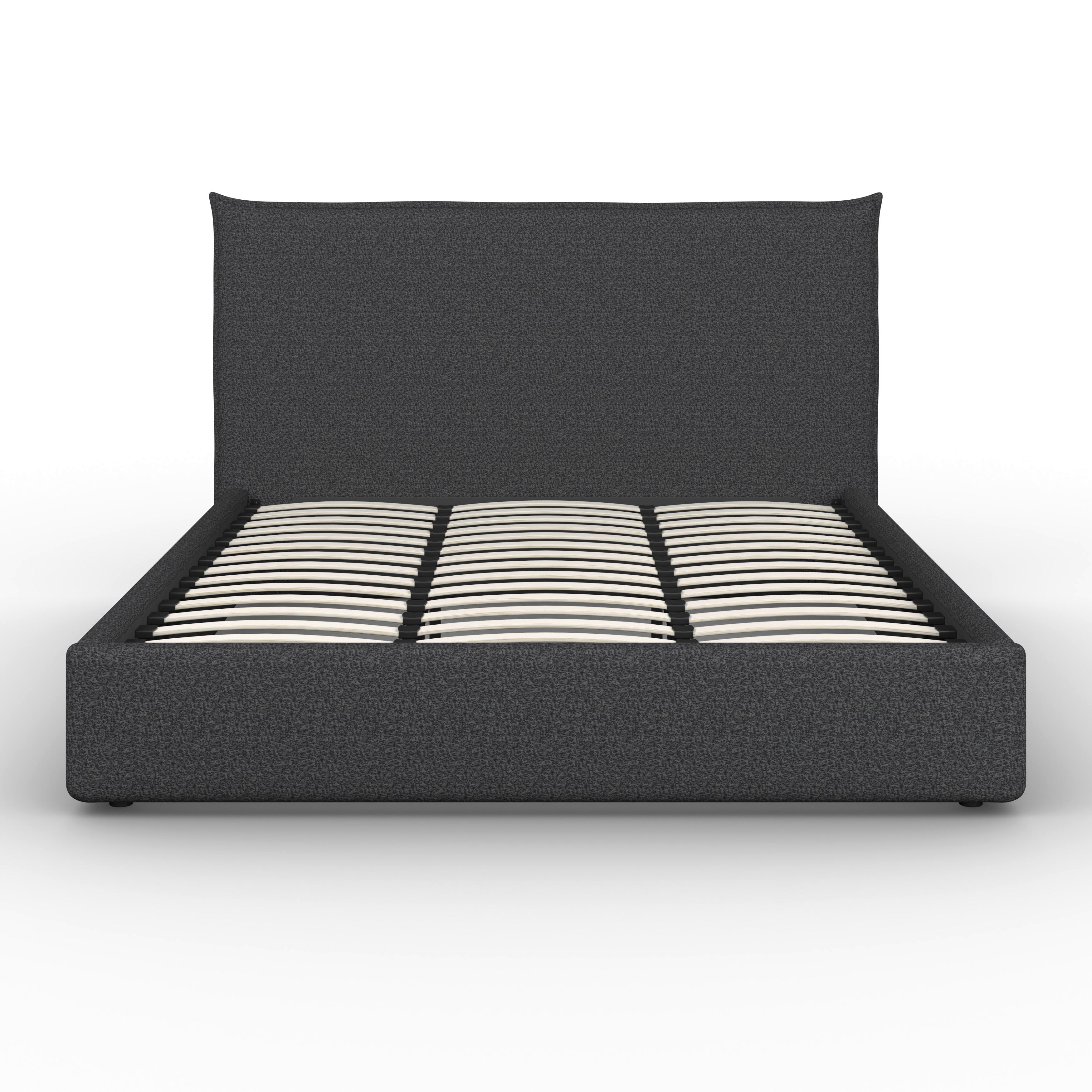 STOPPAD SÄNG ALBA - mörkgrå/svart, Modern, trä/textil (180/200cm) - Bessagi Home