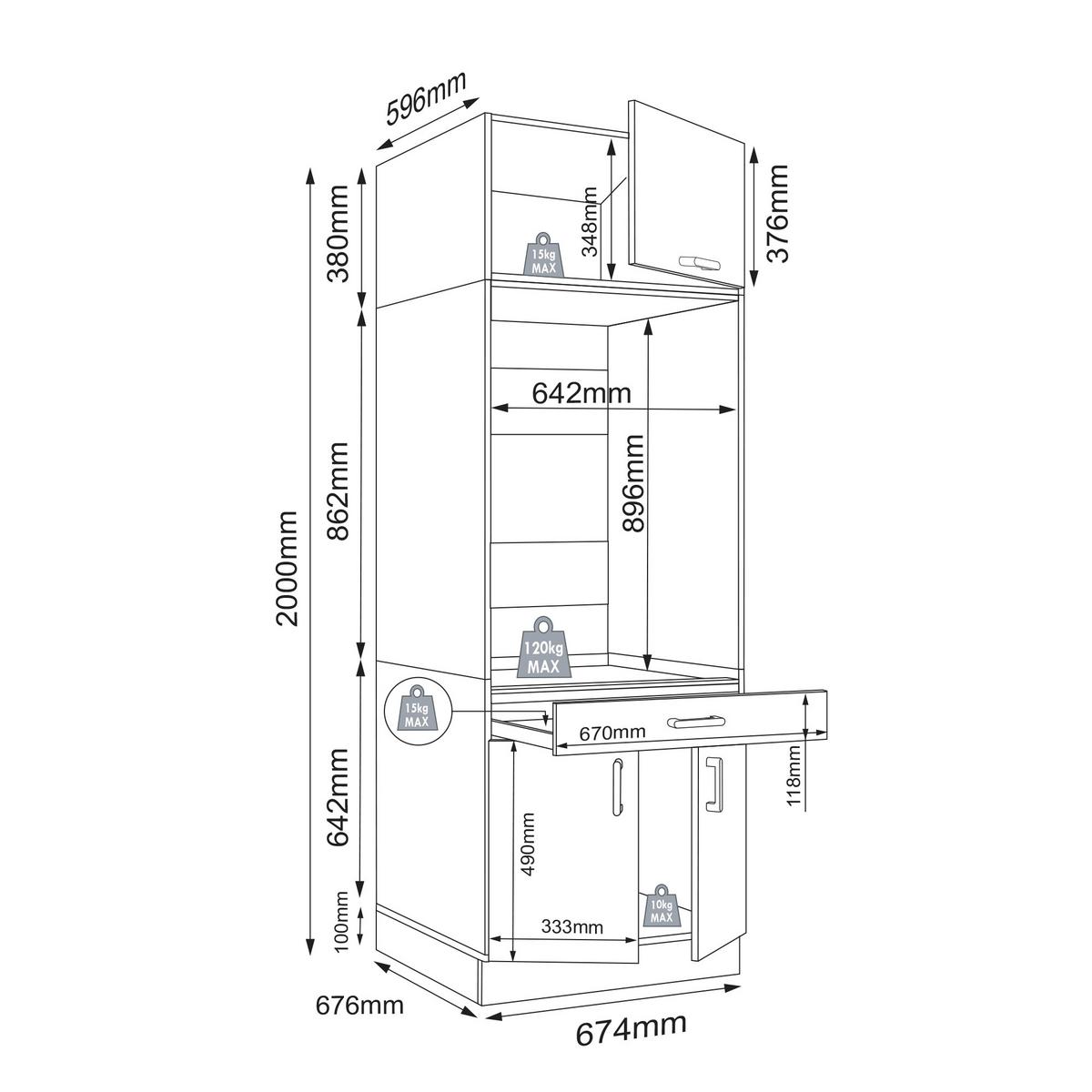 Waschmaschinenschrank Rislo - Honigeiche/Weiss, Trend, Holzwerkstoff/Kunststoff (67/200/68cm) - MID.YOU