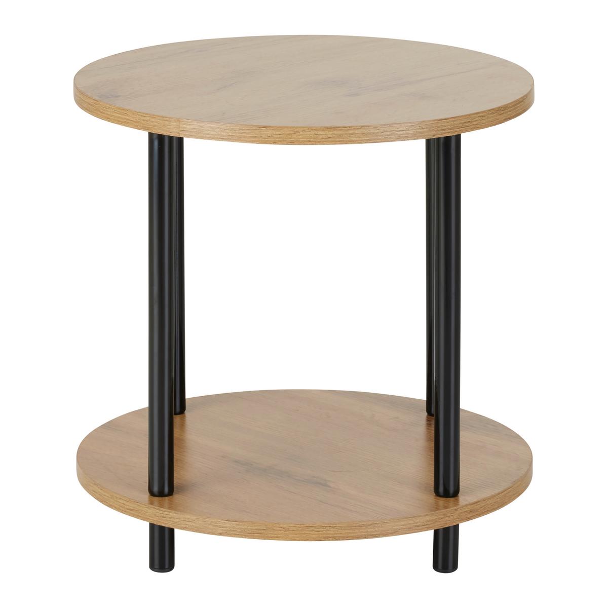 Masă auxiliară NEAPEL - culoare natur/negru, Modern, metal/material pe bază de lemn (40/40cm) - Modern Living