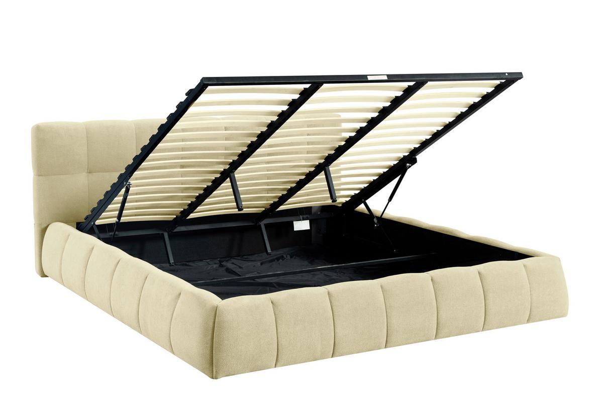 Oblazinjena Postelja Natalia, Bež, 180x200cm - črna/bež, Design, kovina/umetna masa (208/90/228cm) - Livetastic