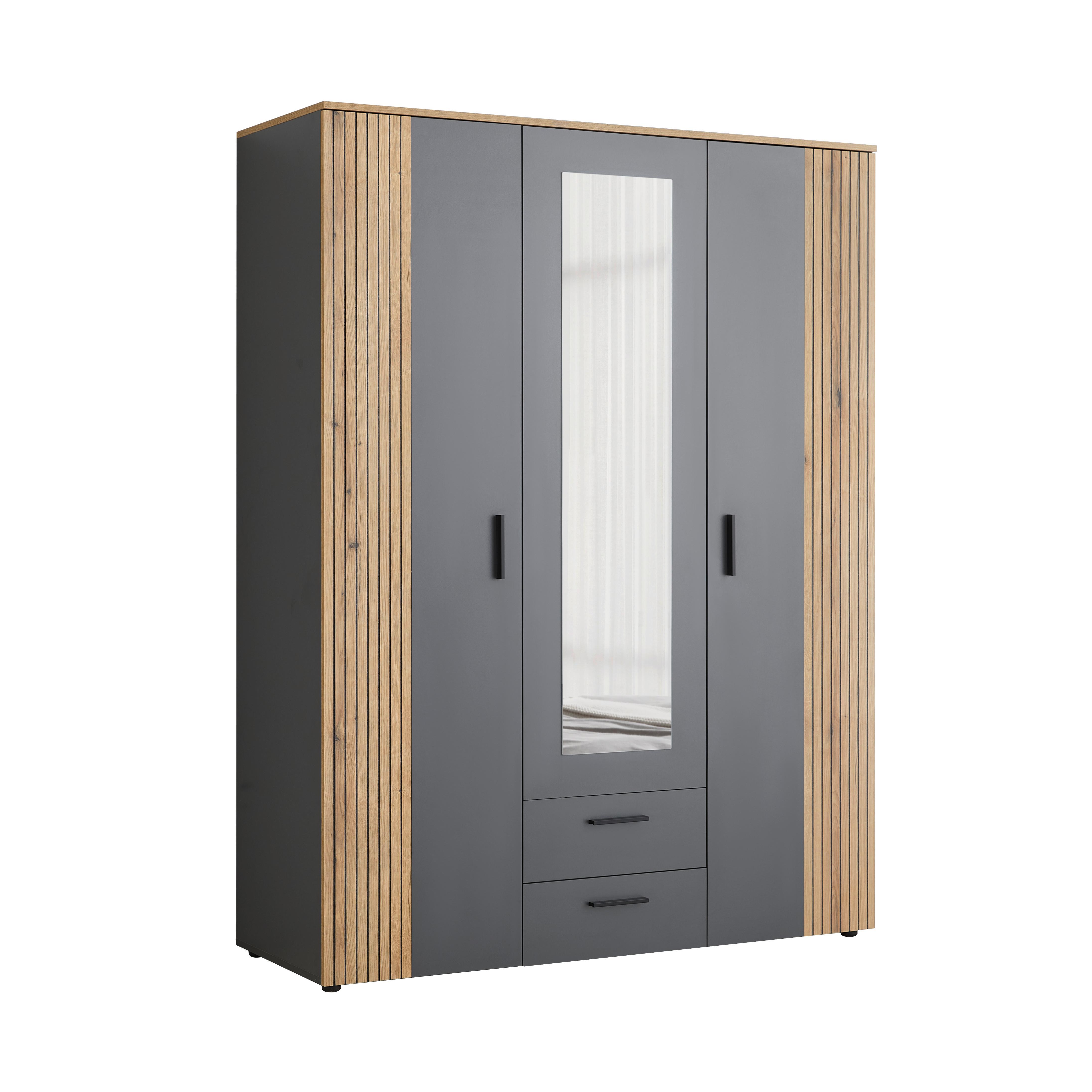 GARDEROB CADIX -EXKLUSIV- - svart/antracit, Klassisk, trämaterial/plast (150/200/55cm) - Mömax