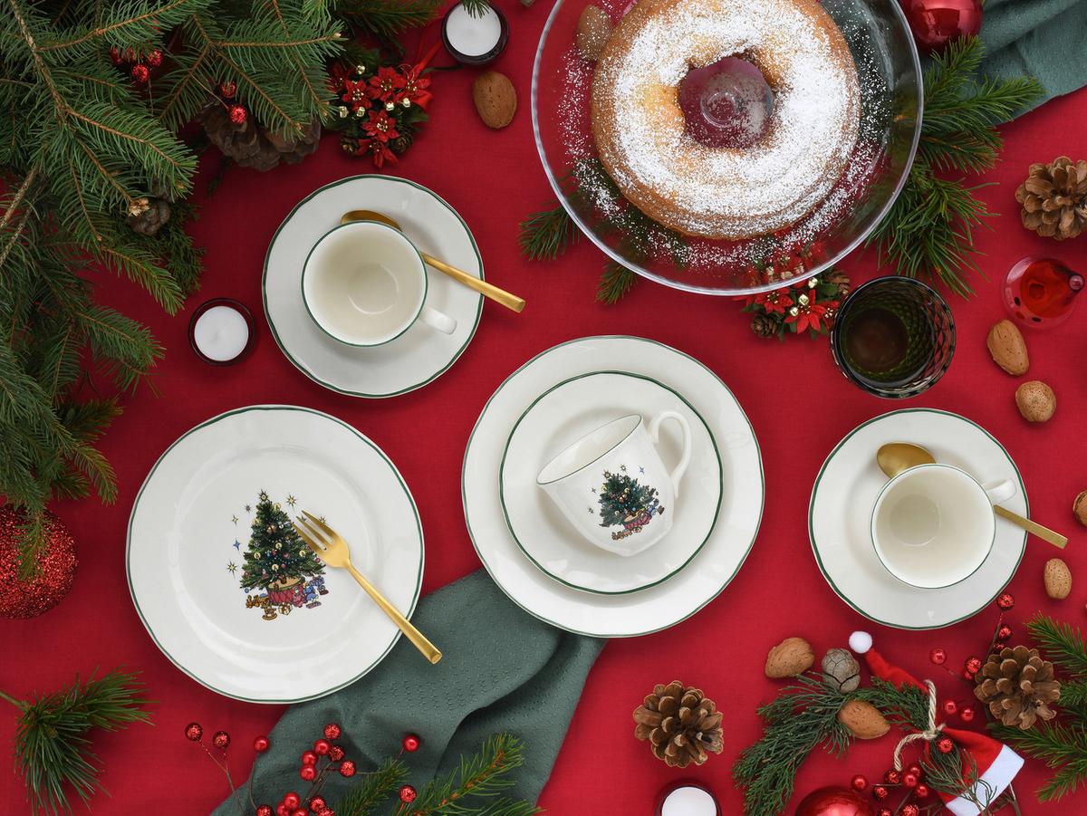 Kaffeeservice Tannenbaum Multicolor/Weiß, 18-teilig - Multicolor/Weiß, Basics, Keramik - Creatable