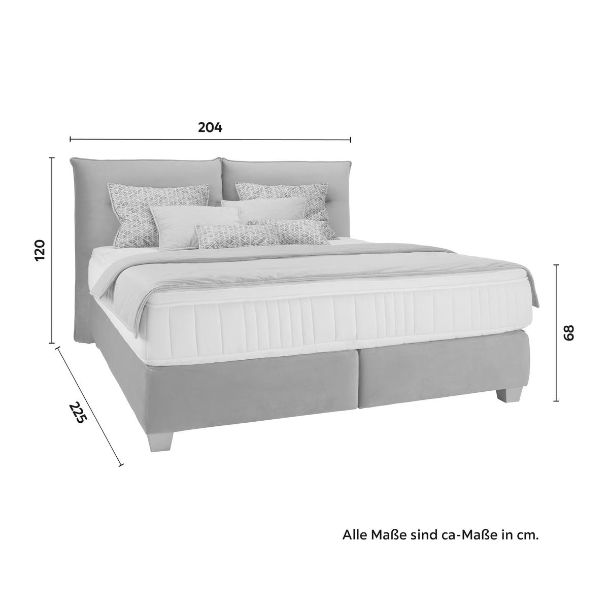 Boxspringbett Fog in Sandfarben ca. 180x200cm - Sandfarben/Silberfarben, LIFESTYLE, Kunststoff/Textil (180/200cm) - Premium Living