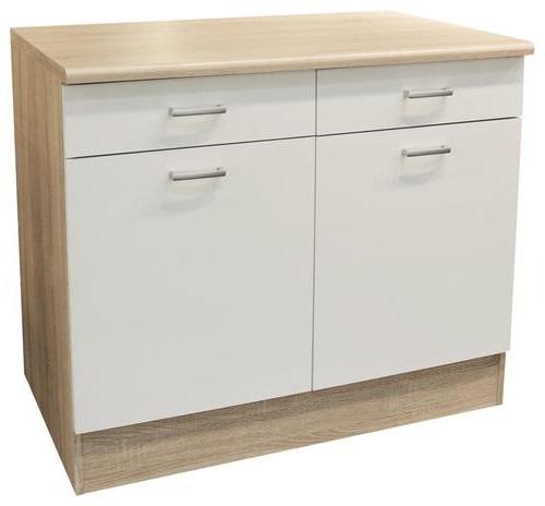 Kuhinjska Spodnja Omarica Andy Us 100, Bela, Barva Hrasta - srebrne barve/bela, Basics, umetna masa/leseni material (100/90/60cm) - MID.YOU