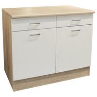 Kuhinjska Spodnja Omarica Andy Us 100, Bela, Barva Hrasta - srebrne barve/bela, Basics, umetna masa/leseni material (100/90/60cm) - MID.YOU