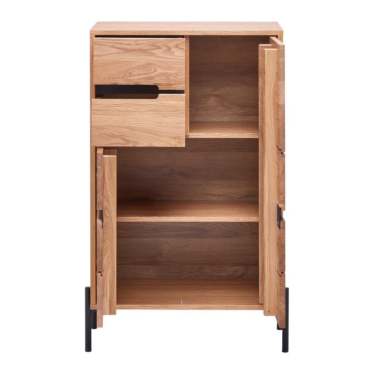 Highboard Avanto Eichefarben/Schwarz - Schwarz, Natur, Holz/Metall (64/105/35cm) - ecoTree