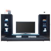 Dnevni Regal Jupiter, Črna, Led - črna/visoki sijaj, Konvencionalno, umetna masa/steklo (265/147/40cm) - MID.YOU