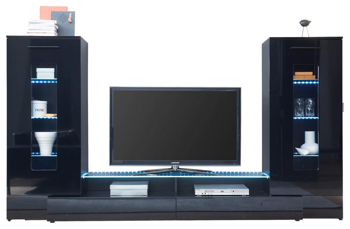 Dnevni Regal Jupiter, Črna, Led - črna/visoki sijaj, Konvencionalno, umetna masa/steklo (265/147/40cm) - MID.YOU