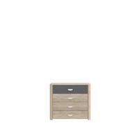 Komoda Yoop, Barva Hrasta, Antracit - siva/barve aluminija, Design, umetna masa/leseni material (93,5/82,4/41,3cm) - Carryhome