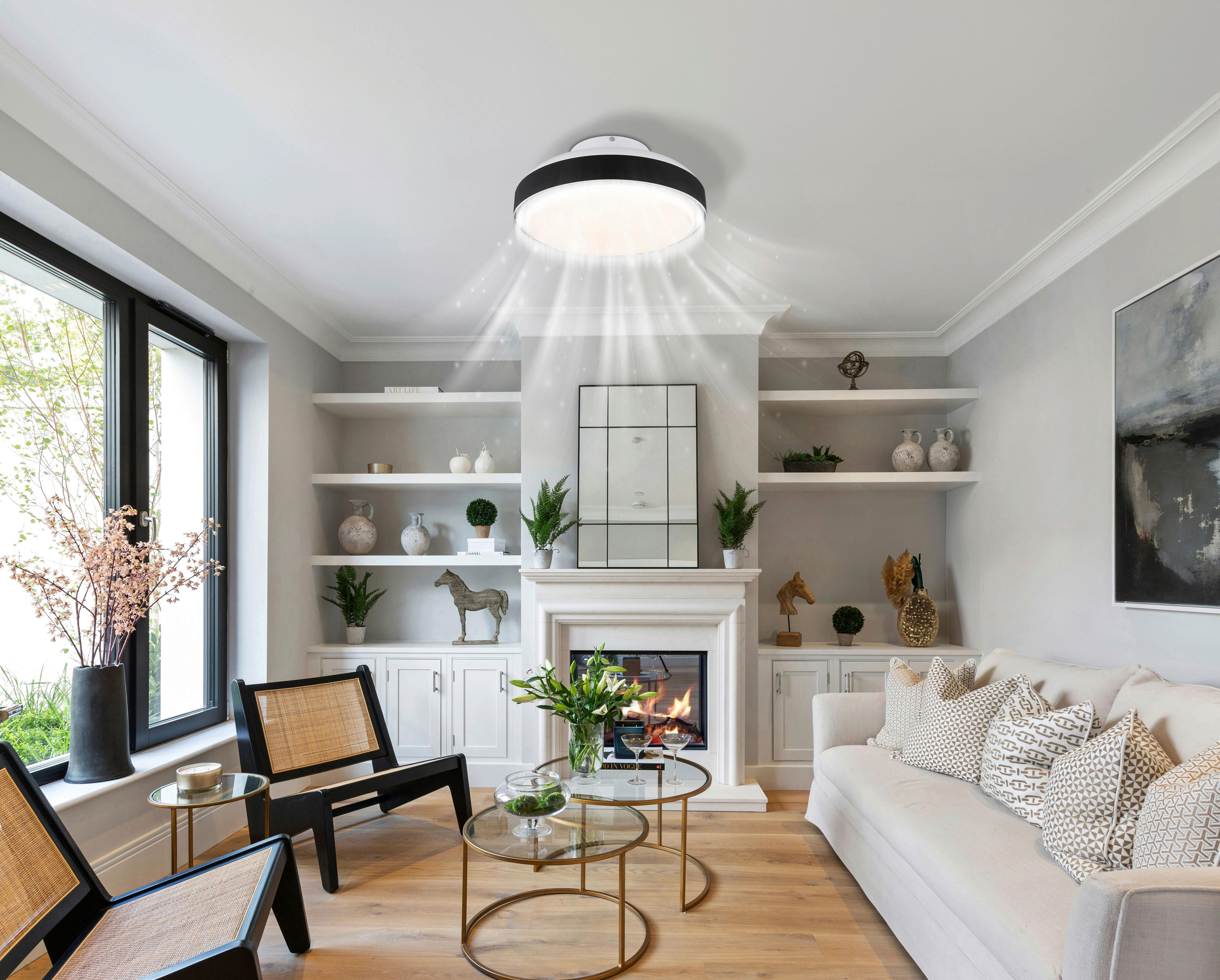 DECKENVENTILATOR 03667S CARNEY - opale/noir, Basics, matière synthétique (45/20cm) - Globo